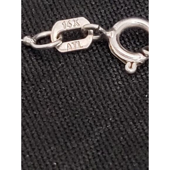 14k Princess white Gold beaded necklace 16in, 2.3g - Picture 6 of 11